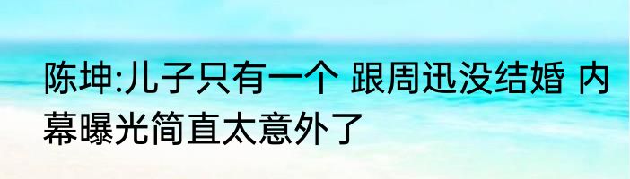 陈坤:儿子只有一个 跟周迅没结婚 内幕曝光简直太意外了