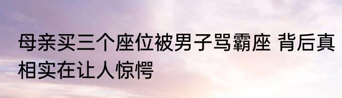 母亲买三个座位被男子骂霸座 背后真相实在让人惊愕