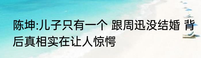 陈坤:儿子只有一个 跟周迅没结婚 背后真相实在让人惊愕