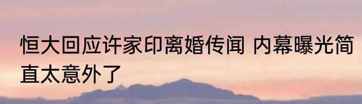 恒大回应许家印离婚传闻 内幕曝光简直太意外了