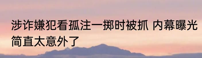 涉诈嫌犯看孤注一掷时被抓 内幕曝光简直太意外了