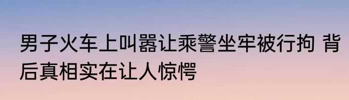 男子火车上叫嚣让乘警坐牢被行拘 背后真相实在让人惊愕