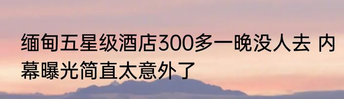 缅甸五星级酒店300多一晚没人去 内幕曝光简直太意外了