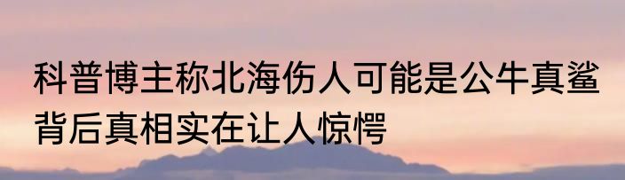 科普博主称北海伤人可能是公牛真鲨 背后真相实在让人惊愕