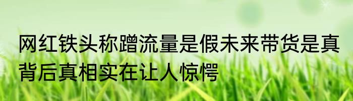 网红铁头称蹭流量是假未来带货是真 背后真相实在让人惊愕