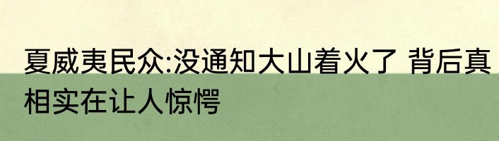 夏威夷民众:没通知大山着火了 背后真相实在让人惊愕