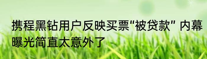 携程黑钻用户反映买票“被贷款” 内幕曝光简直太意外了
