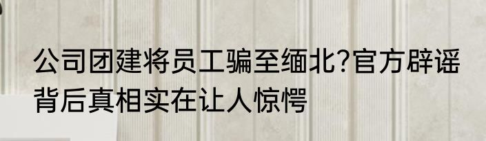 公司团建将员工骗至缅北?官方辟谣 背后真相实在让人惊愕