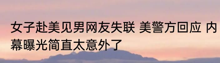 女子赴美见男网友失联 美警方回应 内幕曝光简直太意外了