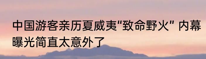 中国游客亲历夏威夷“致命野火” 内幕曝光简直太意外了