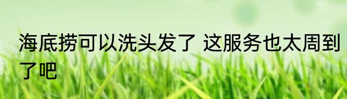 海底捞可以洗头发了 这服务也太周到了吧
