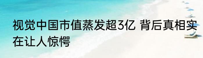 视觉中国市值蒸发超3亿 背后真相实在让人惊愕