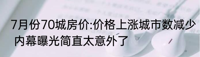 7月份70城房价:价格上涨城市数减少 内幕曝光简直太意外了