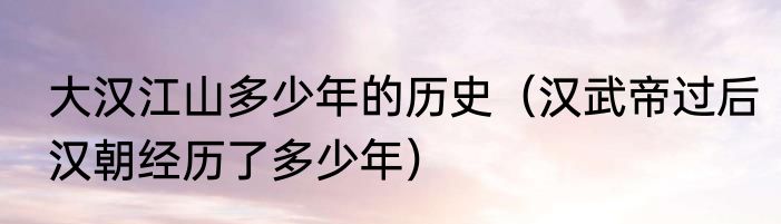 大汉江山多少年的历史（汉武帝过后汉朝经历了多少年）