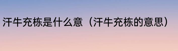 汗牛充栋是什么意（汗牛充栋的意思）