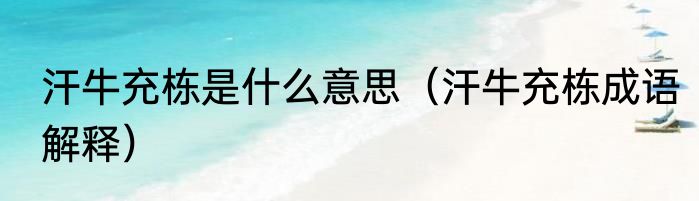 汗牛充栋是什么意思（汗牛充栋成语解释）