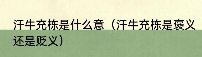 汗牛充栋是什么意（汗牛充栋是褒义还是贬义）