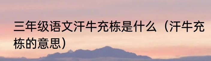 三年级语文汗牛充栋是什么（汗牛充栋的意思）