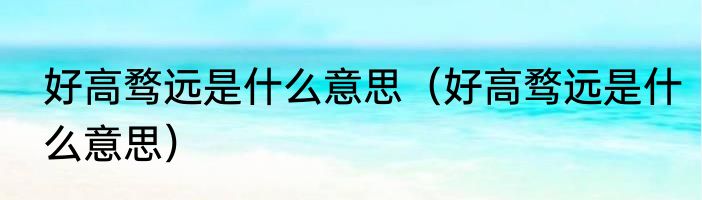 好高骛远是什么意思（好高骛远是什么意思）