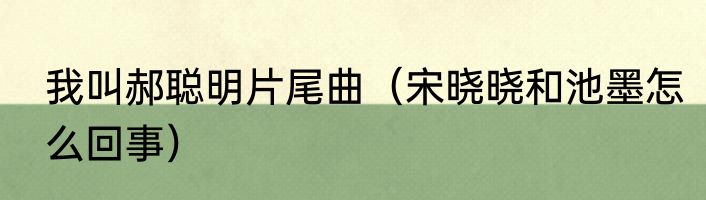 我叫郝聪明片尾曲（宋晓晓和池墨怎么回事）