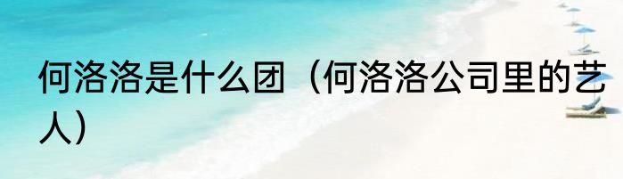 何洛洛是什么团（何洛洛公司里的艺人）