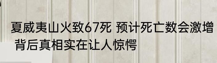 夏威夷山火致67死 预计死亡数会激增 背后真相实在让人惊愕