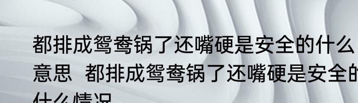 都排成鸳鸯锅了还嘴硬是安全的什么意思  都排成鸳鸯锅了还嘴硬是安全的什么情况