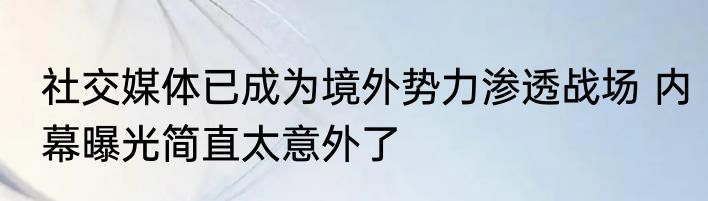 社交媒体已成为境外势力渗透战场 内幕曝光简直太意外了