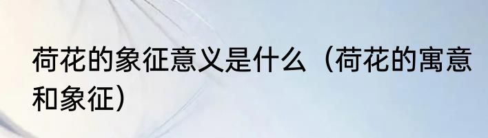 荷花的象征意义是什么（荷花的寓意和象征）