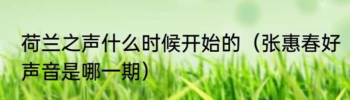 荷兰之声什么时候开始的（张惠春好声音是哪一期）