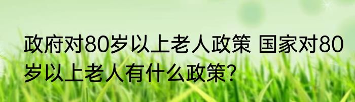 政府对80岁以上老人政策 国家对80岁以上老人有什么政策？