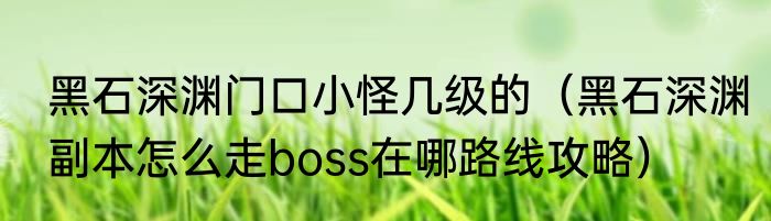 黑石深渊门口小怪几级的（黑石深渊副本怎么走boss在哪路线攻略）