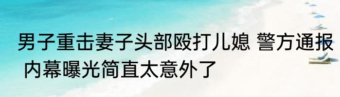 男子重击妻子头部殴打儿媳 警方通报 内幕曝光简直太意外了