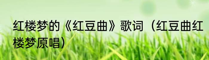 红楼梦的《红豆曲》歌词（红豆曲红楼梦原唱）