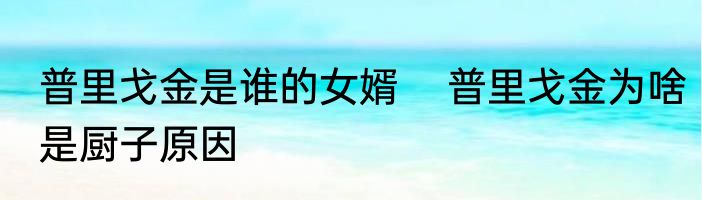 普里戈金是谁的女婿    普里戈金为啥是厨子原因