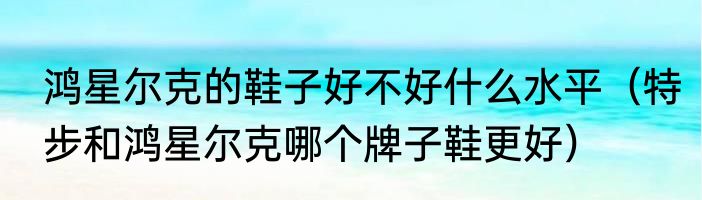 鸿星尔克的鞋子好不好什么水平（特步和鸿星尔克哪个牌子鞋更好）