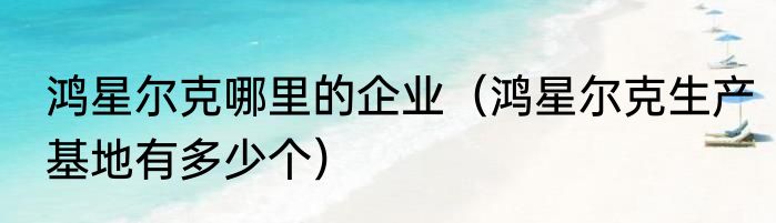 鸿星尔克哪里的企业（鸿星尔克生产基地有多少个）