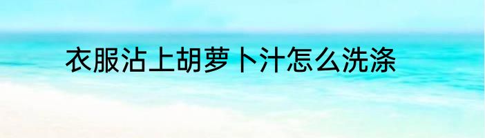 衣服沾上胡萝卜汁怎么洗涤