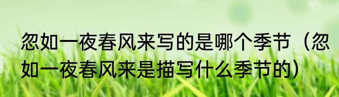忽如一夜春风来写的是哪个季节（忽如一夜春风来是描写什么季节的）