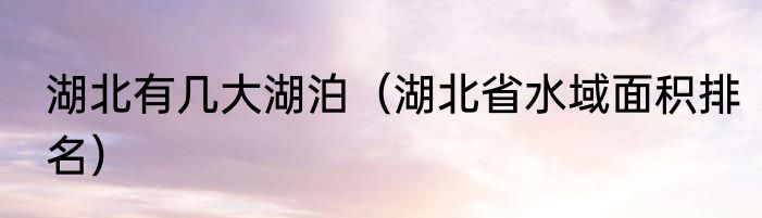 湖北有几大湖泊（湖北省水域面积排名）