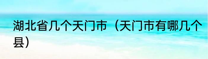 湖北省几个天门市（天门市有哪几个县）