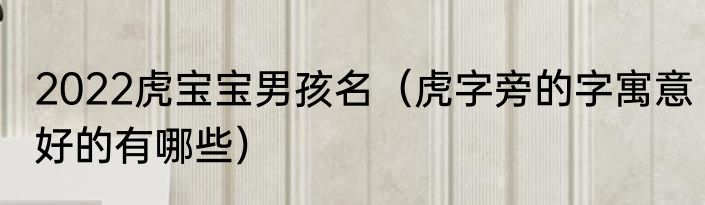 2022虎宝宝男孩名（虎字旁的字寓意好的有哪些）