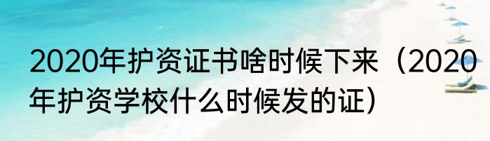 2020年护资证书啥时候下来（2020年护资学校什么时候发的证）