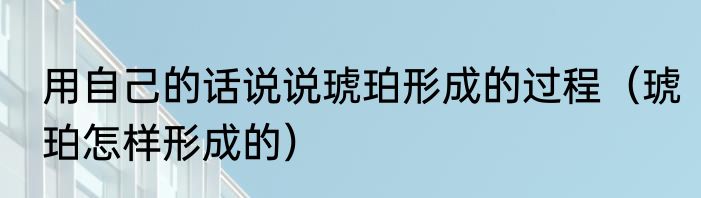 用自己的话说说琥珀形成的过程（琥珀怎样形成的）