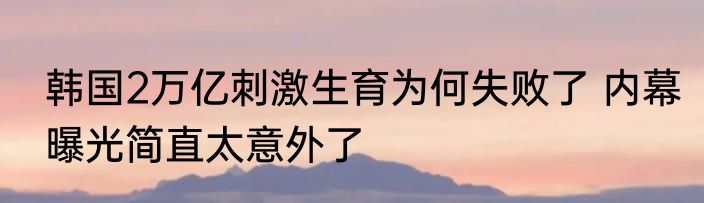 韩国2万亿刺激生育为何失败了 内幕曝光简直太意外了