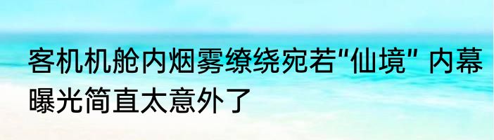 客机机舱内烟雾缭绕宛若“仙境” 内幕曝光简直太意外了