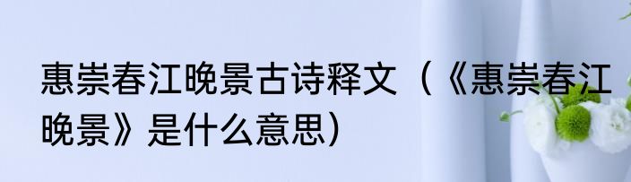 惠崇春江晚景古诗释文（《惠崇春江晚景》是什么意思）