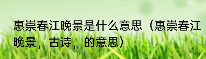 惠崇春江晚景是什么意思（惠崇春江晚景，古诗，的意思）