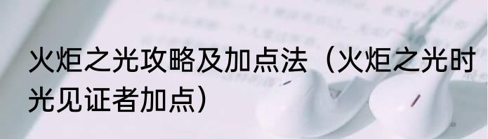 火炬之光攻略及加点法（火炬之光时光见证者加点）
