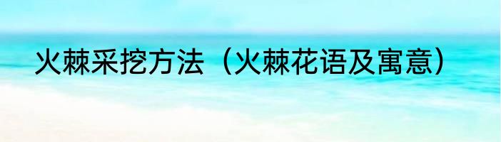 火棘采挖方法（火棘花语及寓意）